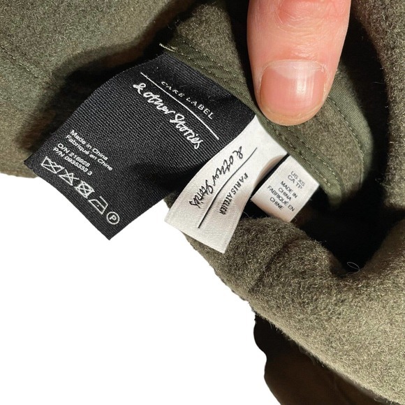 & Other Stories Olive Green Utility Jacket Shacket Wool Size XS - Picture 4 of 7